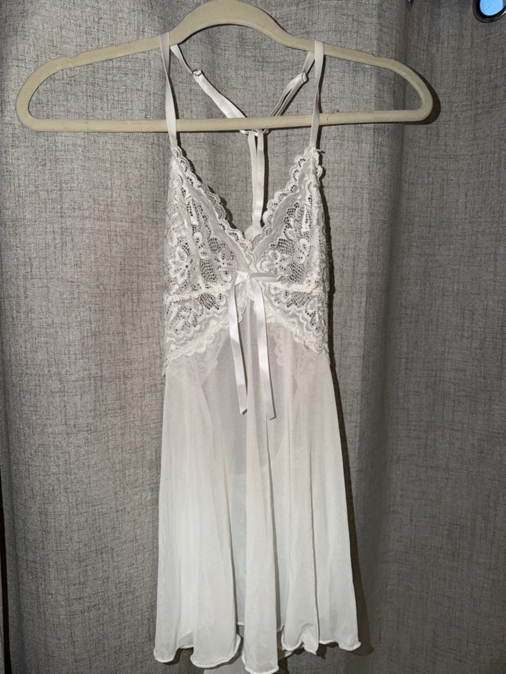 Delicate Lace & Chiffon White Chemise Nightdress